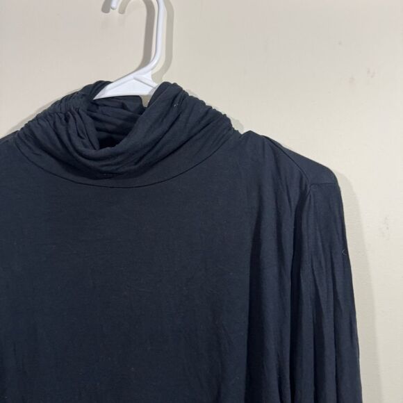 Soft Surroundings Black Turtle Neck Tunic Length Ruched Side Long Sleeve Shirt - Picture 3 of 6